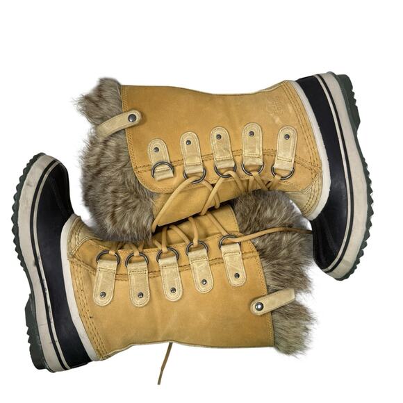 Sorel Joan Of Arctic Warm Winter Boots Waterproof Leather Faux Fur Cuff Size 6 - Picture 8 of 11